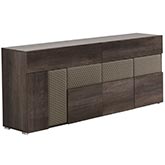 Portofino Buffet in Gloss Oak Finish & Quilted Beige Eco Leather